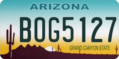 AZ license plate BOG5127