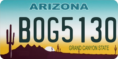 AZ license plate BOG5130