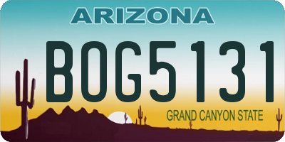 AZ license plate BOG5131