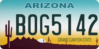 AZ license plate BOG5142
