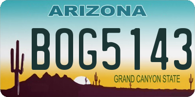AZ license plate BOG5143