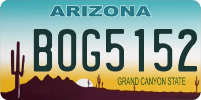 AZ license plate BOG5152