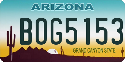 AZ license plate BOG5153
