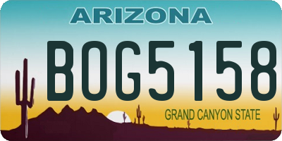 AZ license plate BOG5158