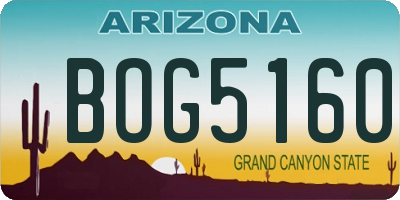 AZ license plate BOG5160