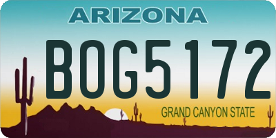AZ license plate BOG5172