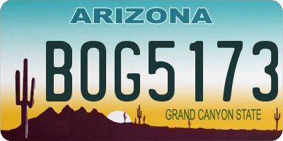 AZ license plate BOG5173