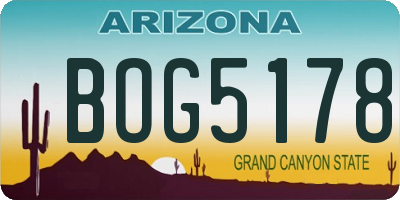 AZ license plate BOG5178