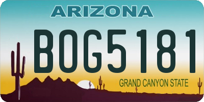 AZ license plate BOG5181