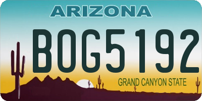 AZ license plate BOG5192