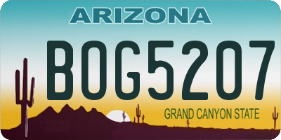 AZ license plate BOG5207