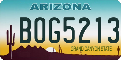 AZ license plate BOG5213