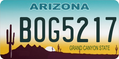 AZ license plate BOG5217