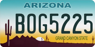 AZ license plate BOG5225