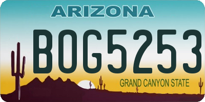 AZ license plate BOG5253