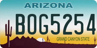 AZ license plate BOG5254