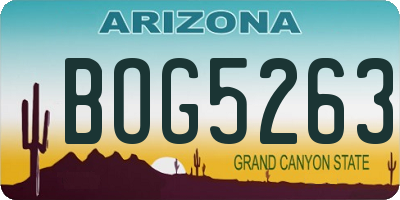 AZ license plate BOG5263