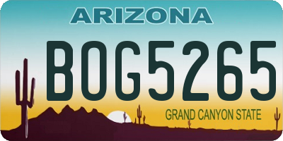 AZ license plate BOG5265
