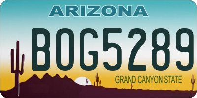 AZ license plate BOG5289