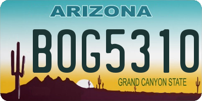 AZ license plate BOG5310