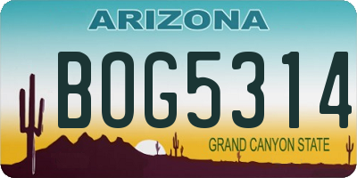 AZ license plate BOG5314