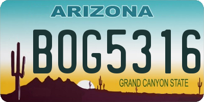 AZ license plate BOG5316