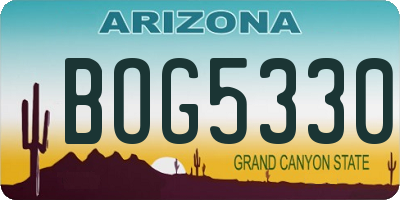 AZ license plate BOG5330