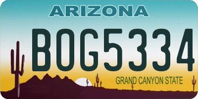 AZ license plate BOG5334