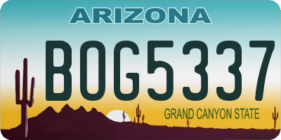 AZ license plate BOG5337
