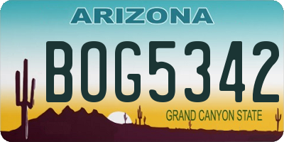 AZ license plate BOG5342