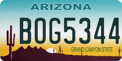 AZ license plate BOG5344