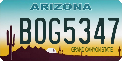 AZ license plate BOG5347