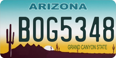 AZ license plate BOG5348