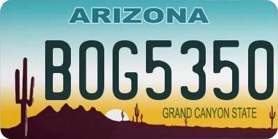 AZ license plate BOG5350