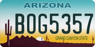 AZ license plate BOG5357