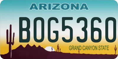 AZ license plate BOG5360