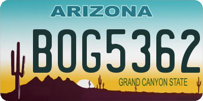 AZ license plate BOG5362