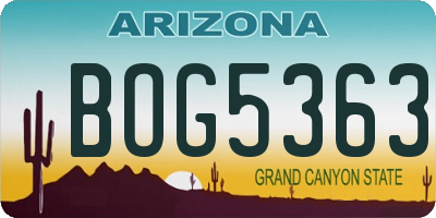 AZ license plate BOG5363