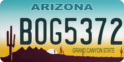 AZ license plate BOG5372