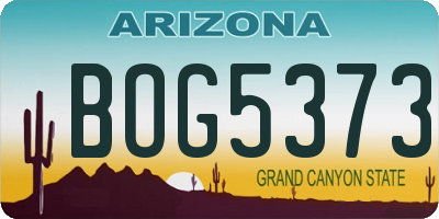 AZ license plate BOG5373