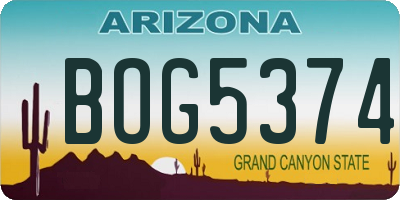 AZ license plate BOG5374