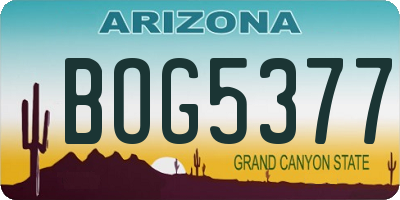 AZ license plate BOG5377