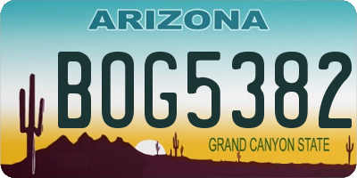AZ license plate BOG5382