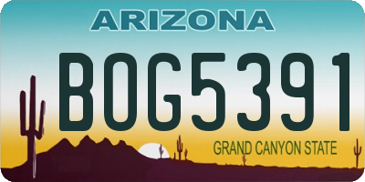 AZ license plate BOG5391