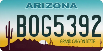 AZ license plate BOG5392