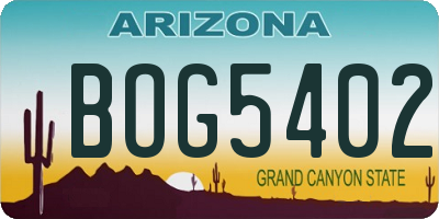AZ license plate BOG5402