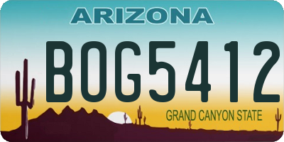 AZ license plate BOG5412