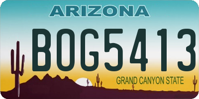 AZ license plate BOG5413