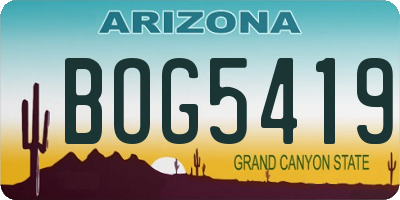 AZ license plate BOG5419