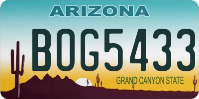 AZ license plate BOG5433